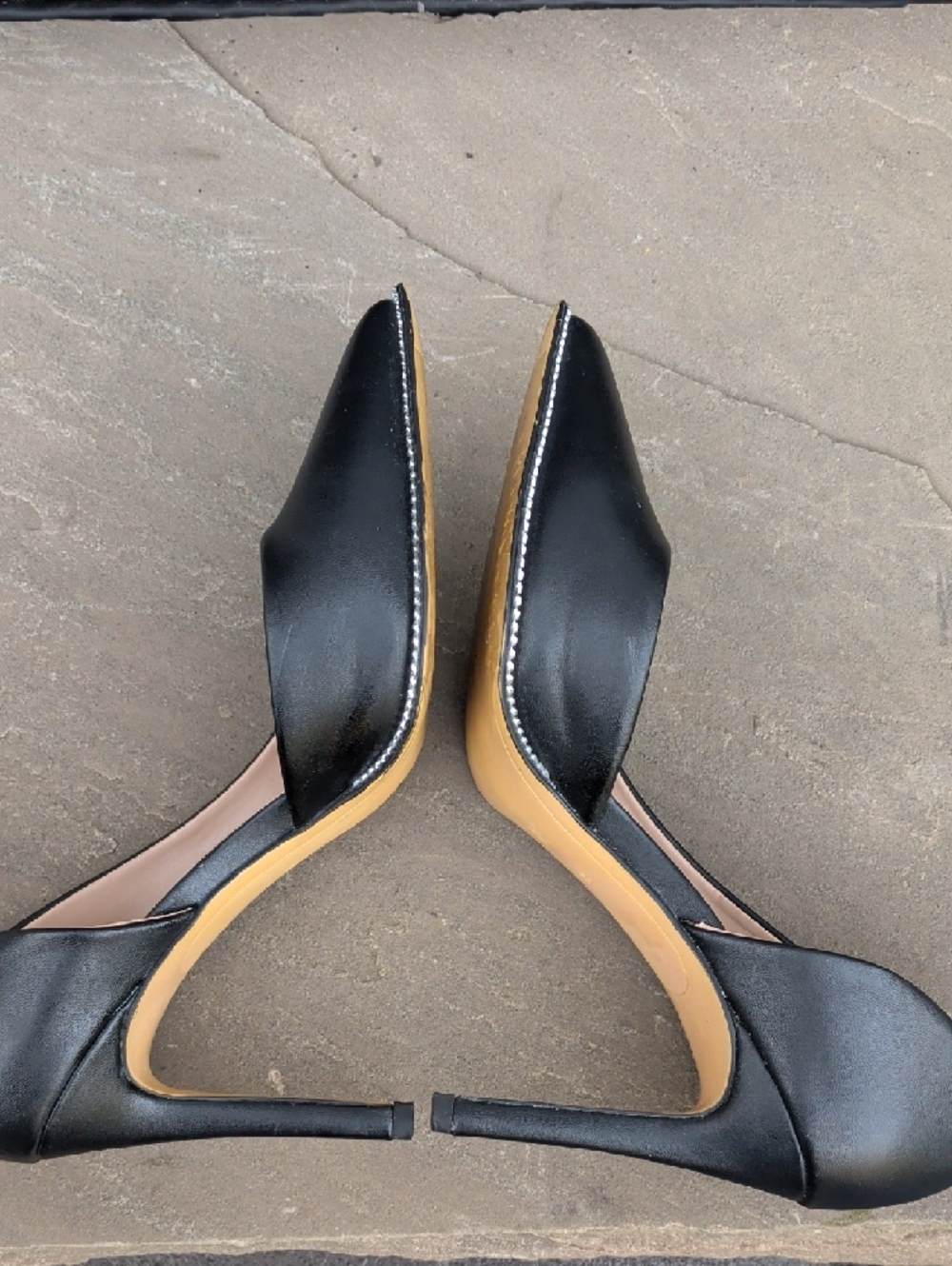 BCBGeneration Black D'Orsay Pointed Toe Pumps with Metallic Trim - Picture 6 of 15
